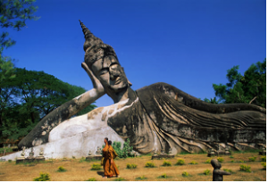 Bouddha allongé à Bouddha parc, à Vientiane, le capital de Laos