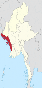 État d'Arakan (Rakhine) en rouge